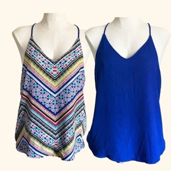 Reversible Maurice's Multi-colour and Navy BlueSleeveless Blouse -Medium NWOT - Picture 2 of 7